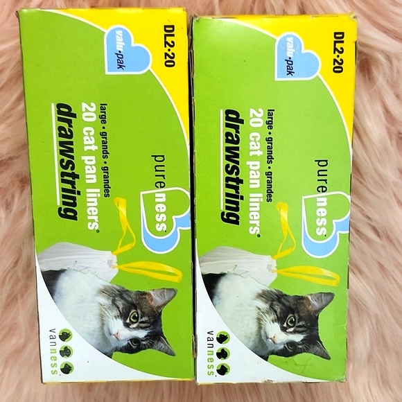 Brand New 2CT. BUNDLE VANNESS LARGE DRAWSTRING 20CT 🐈 CAT PAN LINERS - Picture 2 of 3